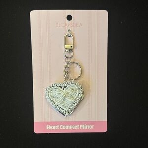 Francesca's Collections White Lace Heart Compact Mirror Keychain